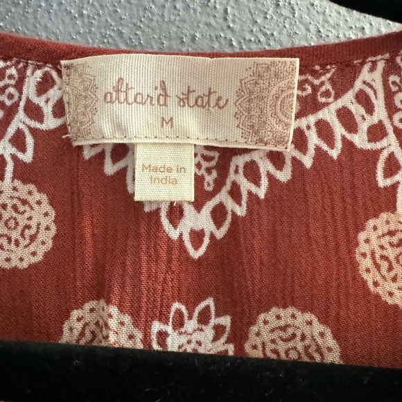 Altared State..Bohemian Rust Red Paisley Women's Top - Picture 2 of 4